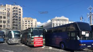 В Киев на акцию протеста съехались автоперевозчики