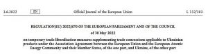 До п’ятого червня 2023 року агропродукцію веземо в ЄС без мит 