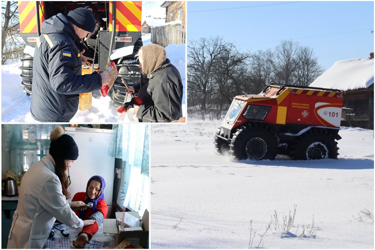 Чернігівщина: Їжу й медика доправили снігоболотоходом