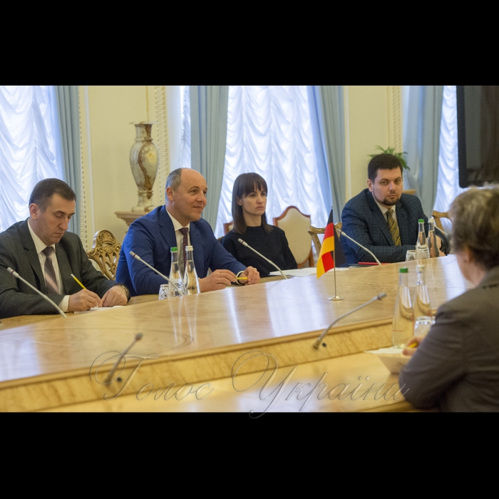 12 квітня 2018 зустріч Голови Верховної Ради України Андрія Парубія з депутатом Німецького Бундестагу Франком Штеффелем.