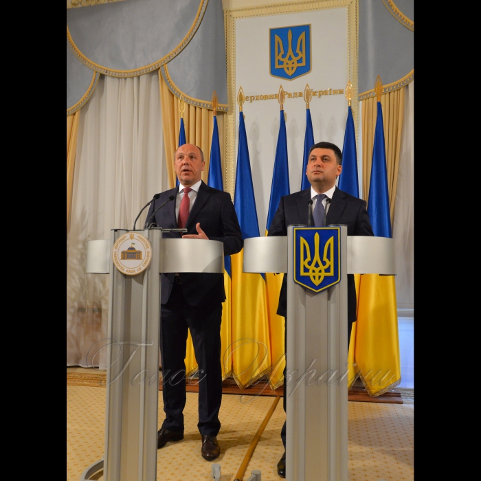 4 червня 2018 брифінг Голови Верховної Ради України Андрія Парубія і Прем’єр-міністра Володимира Гройсмана