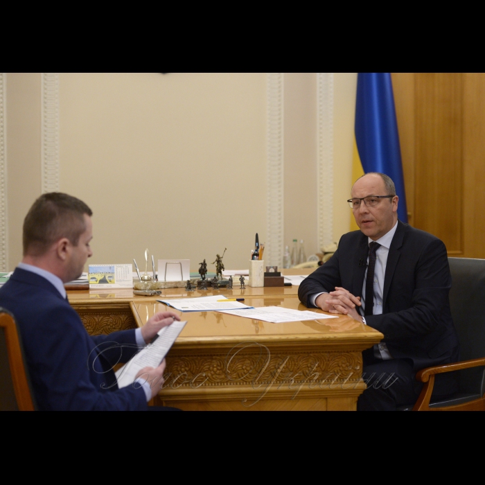 19 жовтня 2018 інтерв'ю голови Верховної Ради України Андрія Парубія парламентському телеканалу 