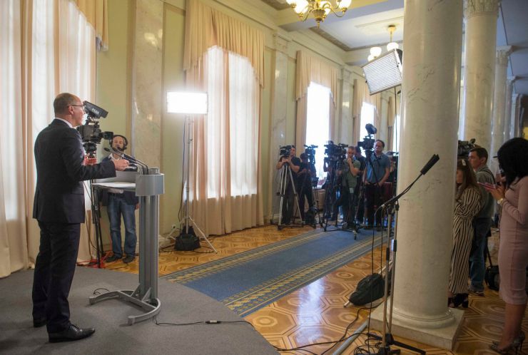 8 липня 2019 брифінг Голова Верховної Ради України Андрія Парубія.