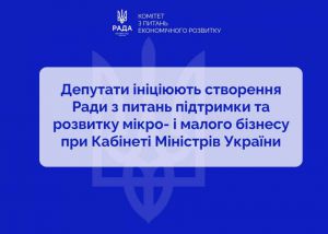 Парламентарії ініціювали створення Ради з питань підтримки та розвитку мікро- і малого бізнесу при Уряді