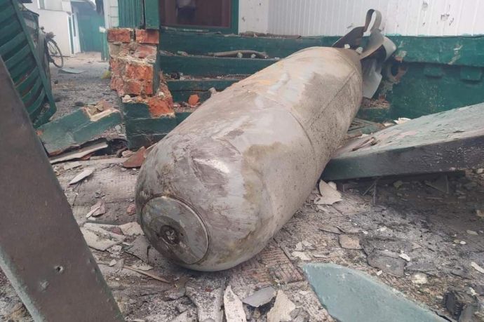 Russian pilots drop high-explosive and cluster bombs on Ukrainian cities. These are banned by Geneva Convention