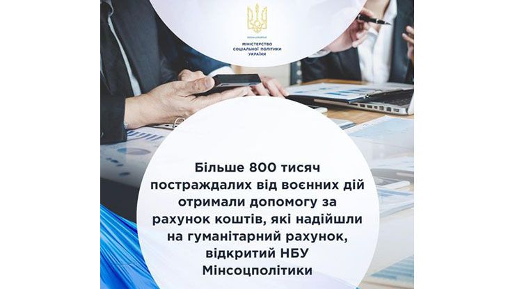 Понад 800 тисяч постраждалих від воєнних дій отримали допомогу