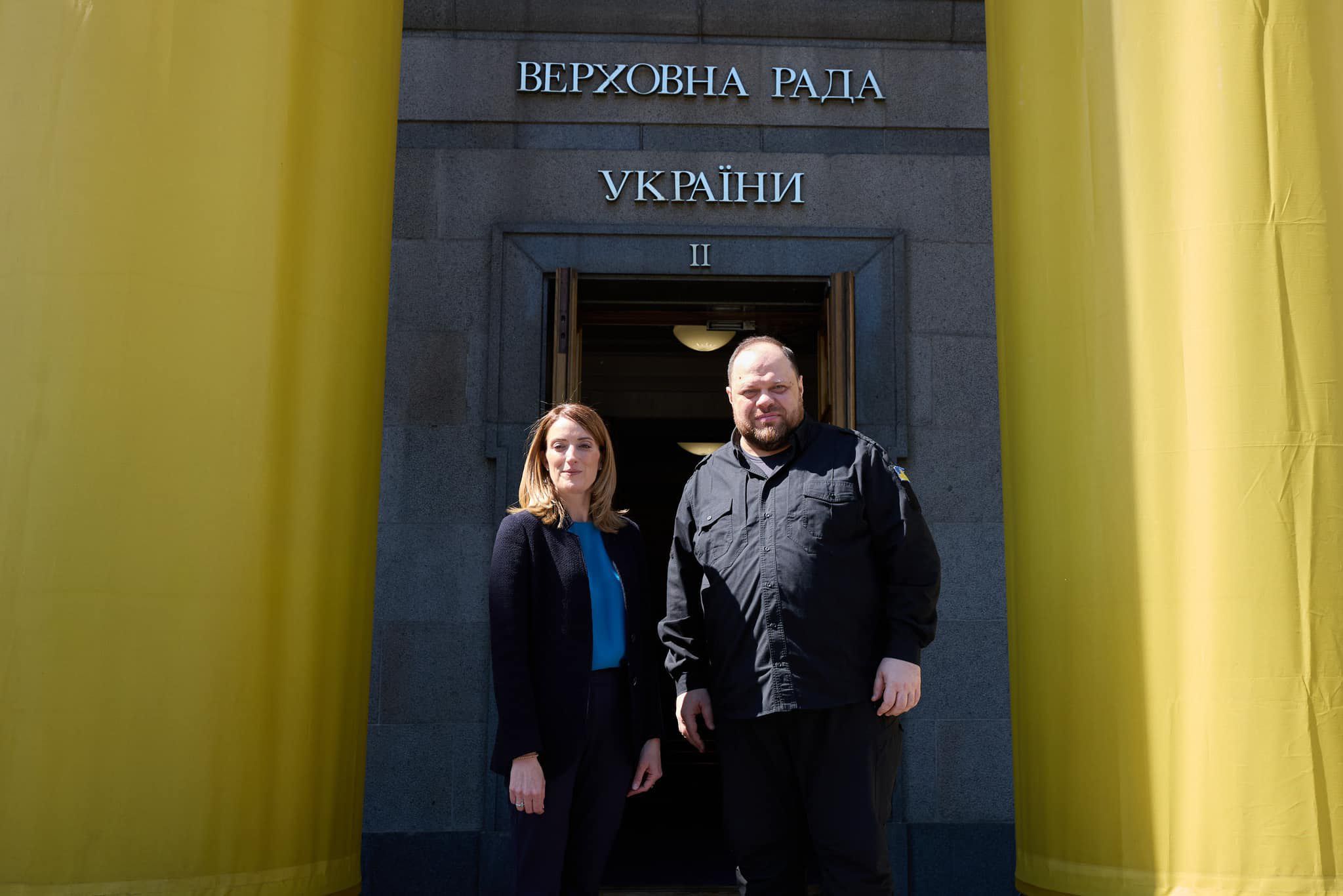 Голова Верховної Ради України Руслан Стефанчук провів робочу зустріч із Президенткою Європарламенту Робертою Мецолою