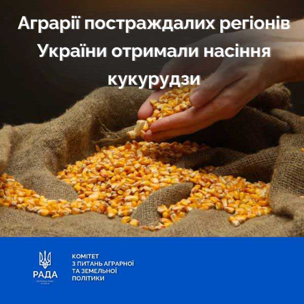 Понад 600 аграріїв  із постраждалих регіонів України отримали насіння кукурудзи