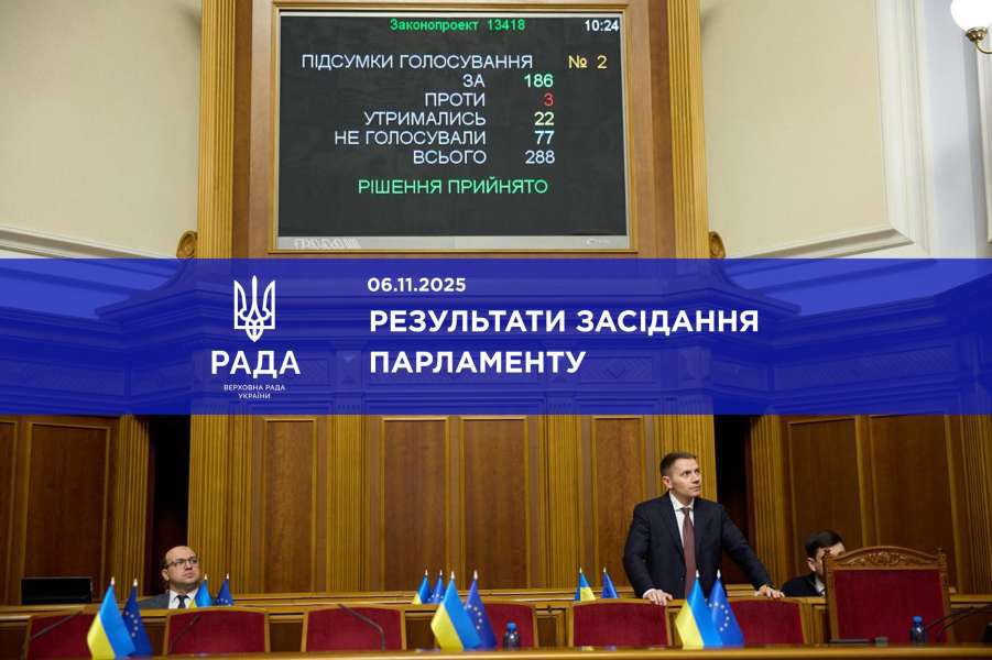 Голова Верховної Ради України Руслан Стефанчук повідомив про результати пленарного засідання Верховної Ради України 6 листопада 2025 року