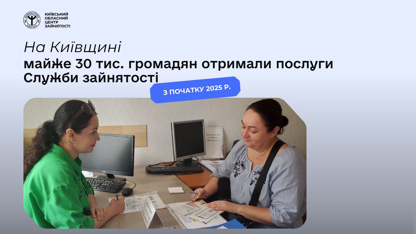 Майже 30 тисяч жителів Київщини скористалися послугами обласної служби зайнятості від початку року