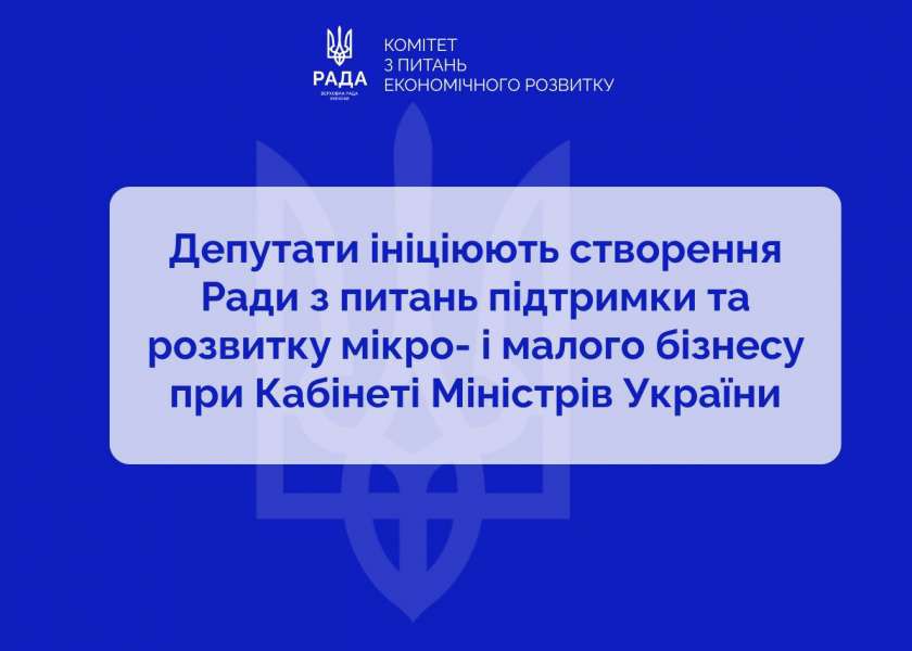 Парламентарії ініціювали створення Ради з питань підтримки та розвитку мікро- і малого бізнесу при Уряді
