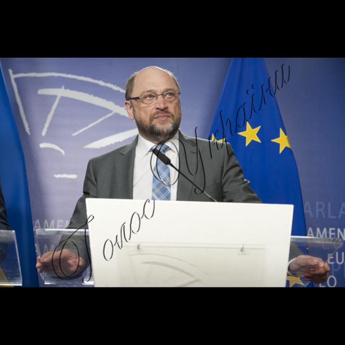 Візит Голови Верховної Ради України до Європейських інституцій (м. Брюссель).
Зустріч з Президентом Європейського Парламенту Мартіном Шульцем.
Спільний підхід до преси.
