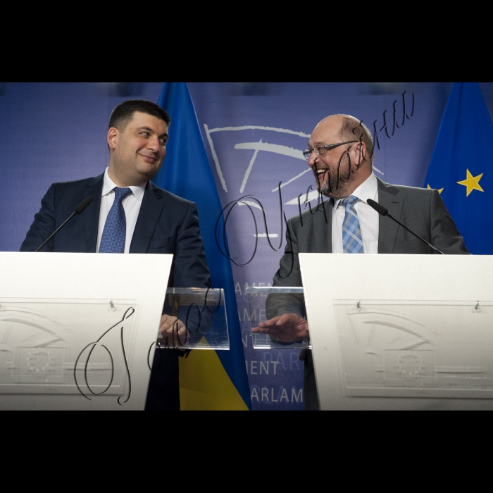 Візит Голови Верховної Ради України до Європейських інституцій (м. Брюссель).
Зустріч з Президентом Європейського Парламенту Мартіном Шульцем.
Спільний підхід до преси.
