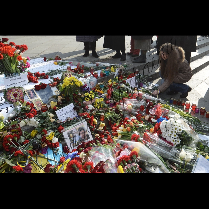 Акція пам'яті російського політичного діяча Бориса Нємцова на Майдані Незалежності у Києві.