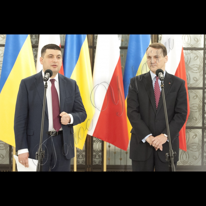 Офіційний візит Голови ВР України Володимира Гройсмана у Республіку Польща. Варшава.
Зустріч з Маршалком Сейму Республіки Польша Р.Сікорскі.
