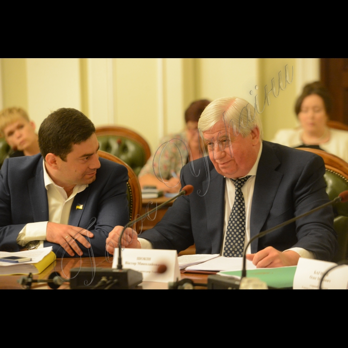 28 травня 2015
Відбулося  засідання Комітету з питань Регламенту та організації роботи Верховної Ради України на якому розглянули питання про підготовку до розгляду подань, підтриманих та внесених до Верховної Ради України Генеральним прокурором України Шокіним В.М. від 12 травня 2015 року, «Про надання згоди на притягнення до кримінальної відповідальності народного депутата України Клюєва Сергія Петровича» (№ 13/1-27вих.) та «Про надання згоди на притягнення до кримінальної відповідальності, затримання та арешт народного депутата України Мельничука Сергія Петровича» (№ 04/8-33960-15).
Дмитро Лубінець та Генеральний прокурор України Віктор Шокін