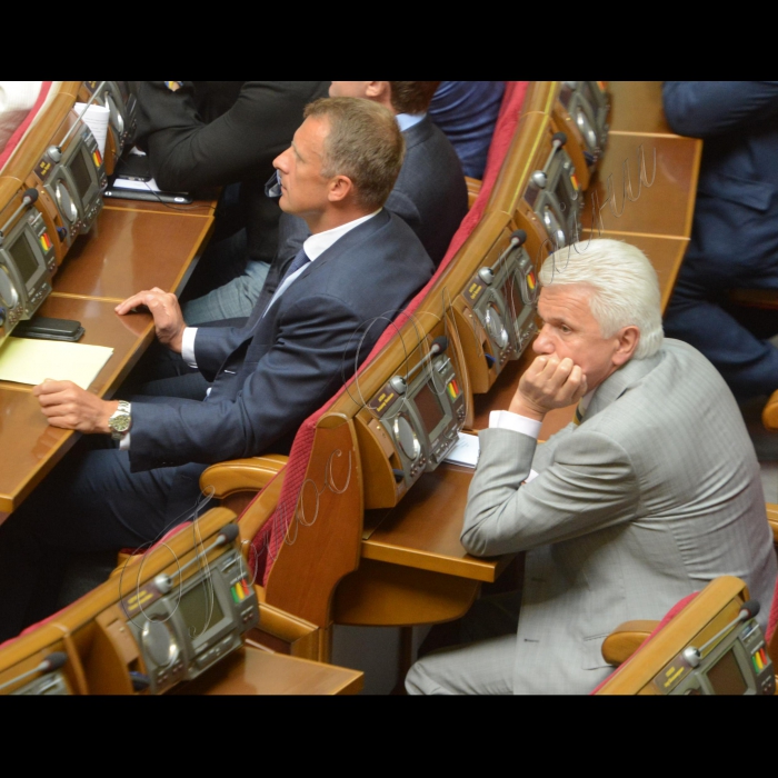 Засідання ВР щодо змін до змін до Конституції.
Ярослав Москаленко, Володимир Литвин (Воля)