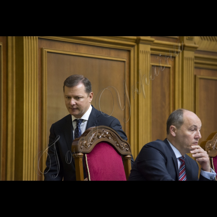 Пленарне засідання Верховної Ради України. Олег Ляшко, Андрій Парубій