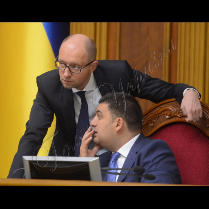 Пленарне засідання Верховної Ради України. Прем’єр-міністр Арсеній Яценюк, голова ВР Володимир Гройсман