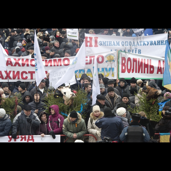 Перед Верховною Радою України проходить мітинг представників аграрних
і профспілкових організацій