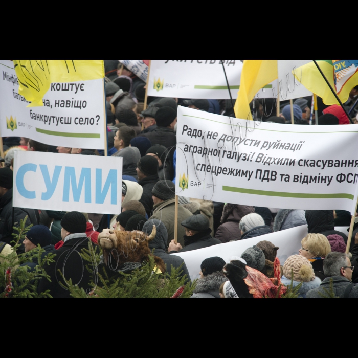 Перед Верховною Радою України проходить мітинг представників аграрних
і профспілкових організацій