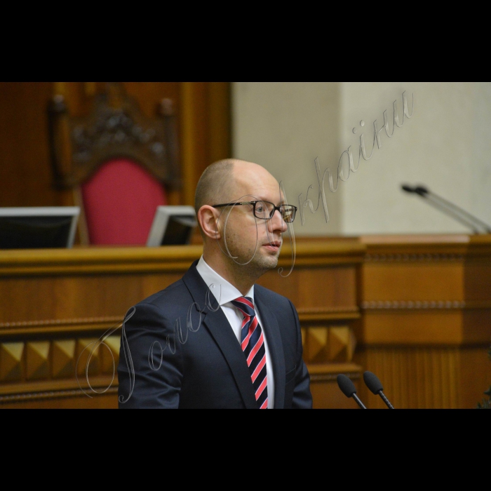 Пленарне засідання ВР України.
Прем’єр-міністр Арсеній Яценюк