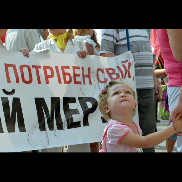 Біля КМДА паралельно було проведено декілька акцій. Зокрема кияни - представники громадської ініціативи «Рух Гая Фокса» розпочали масштабну акцію-флешмоб, під час якої спалили двометровий макет будівлі міськадміністрації факелом, принесеним активістами 