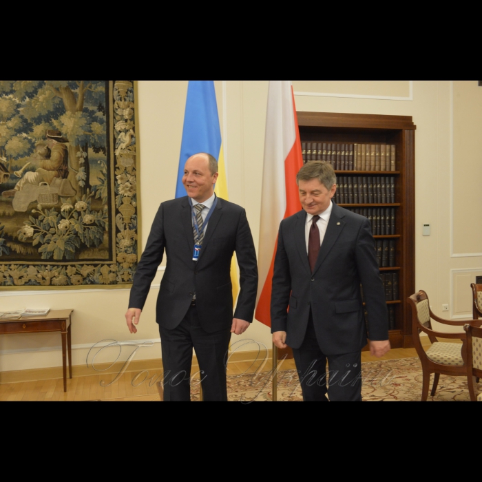28 березня 2017 зустріч Голови Верховної Ради України А. Парубія з Маршалком Сейму Республіки Польща Марек Кухчінським (кабінет Маршалка).
