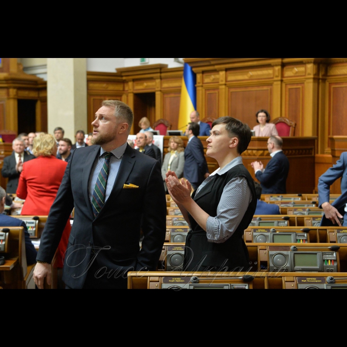 4 квітня 2017 пленарне засідання Верховної Ради України.
Євген Рибчинський - Воля народу, Надія Савченко - позафракційна.