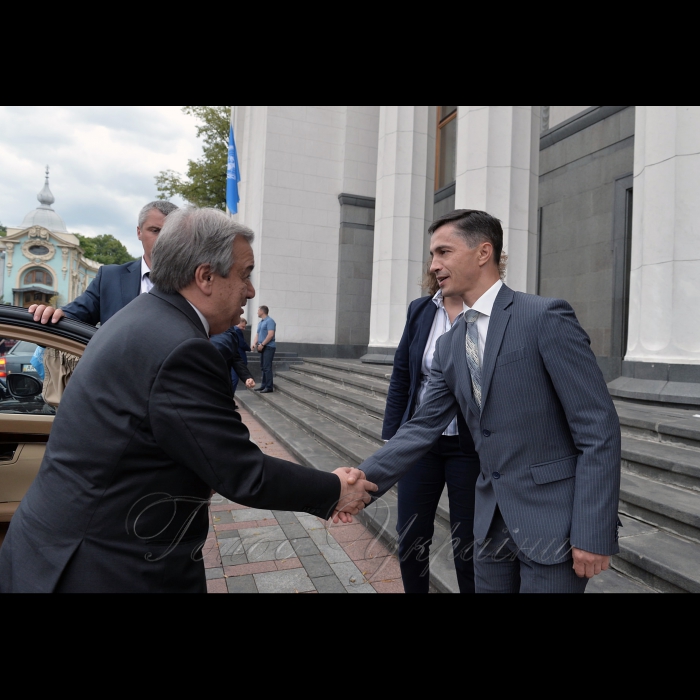 10 липня 2017 зустріч Голови Верховної Ради України Андрія Парубія з Генеральним секретарем ООН Антоніу Гутеррешем.
У зустрічі з Генеральним секретарем ООН  взяли участь Перший заступник Голови Верховної Ради Ірина Геращенко, Голова Комітету у закордонних справах Ганна Гопко, Заступник Міністра закордонних справ Сергій Кислиця.
Перший заступник Керівника Апарату ВР - керуючий справами Петро Боднар.