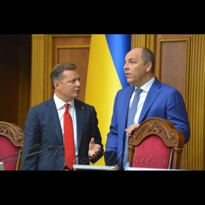 14 липня 2017 пленарне засідання Верховної Ради України
«Година запитань до Уряду».
Олег Ляшко, Голова ВР Андрій Парубій.