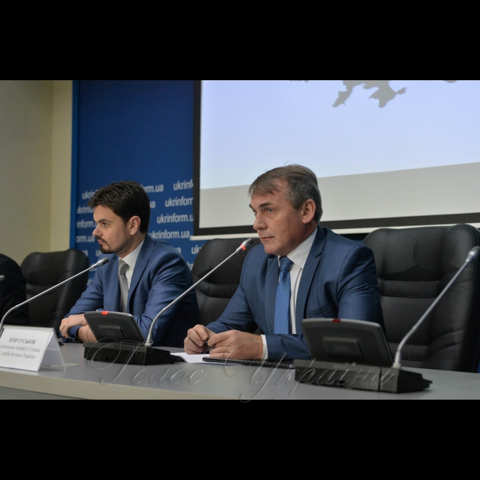 Брифінг заступника міністра інформаційної політики Дмитра Золотухіна та начальника Апарату Голови СБУ Ігоря Гуськова про участь ПВК Вагнера у російській агресії на сході України.
