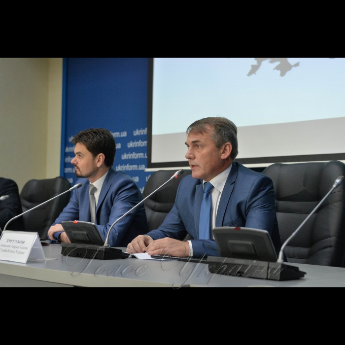 Брифінг заступника міністра інформаційної політики Дмитра Золотухіна та начальника Апарату Голови СБУ Ігоря Гуськова про участь ПВК Вагнера у російській агресії на сході України.