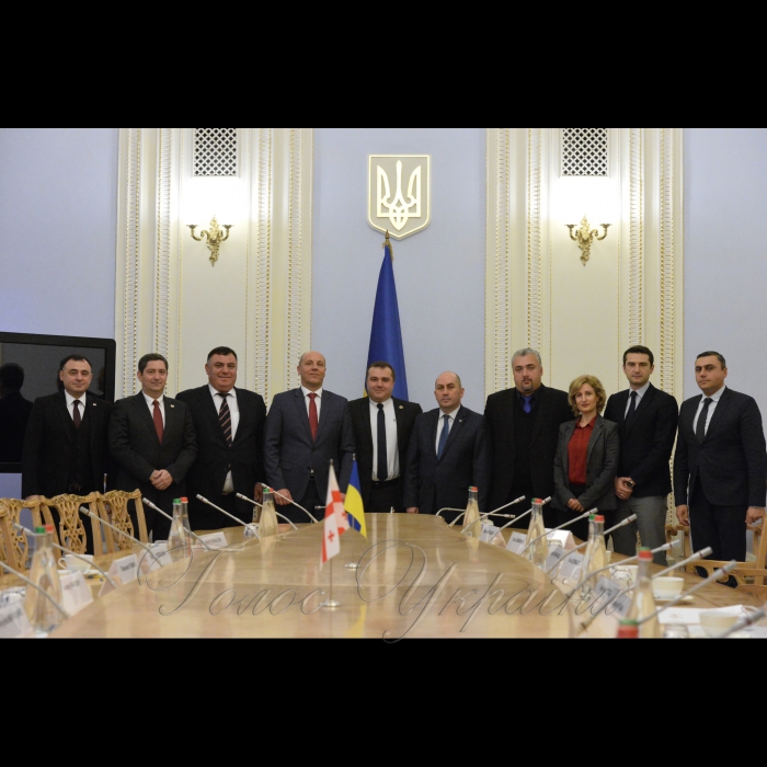 Зустріч Голови Верховної Ради України Андрія Парубія з делегацією групи з міжпарламентської співпраці з Україною Парламенту Грузії на чолі з Керівником групи Георгієм Мосідзе. Мепарішвілі Хвича