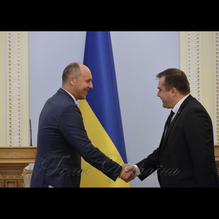 Зустріч Голови Верховної Ради України Андрія Парубія з делегацією групи з міжпарламентської співпраці з Україною Парламенту Грузії на чолі з Керівником групи Георгієм Мосідзе