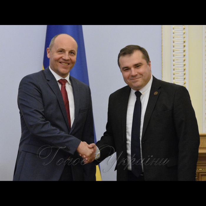 Зустріч Голови Верховної Ради України Андрія Парубія з делегацією групи з міжпарламентської співпраці з Україною Парламенту Грузії на чолі з Керівником групи Георгієм Мосідзе