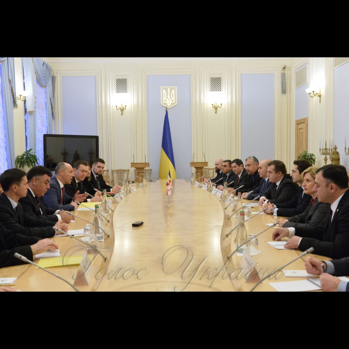 Зустріч Голови Верховної Ради України Андрія Парубія з делегацією групи з міжпарламентської співпраці з Україною Парламенту Грузії на чолі з Керівником групи Георгієм Мосідзе. Боднар, Мепарішвілі Хвича