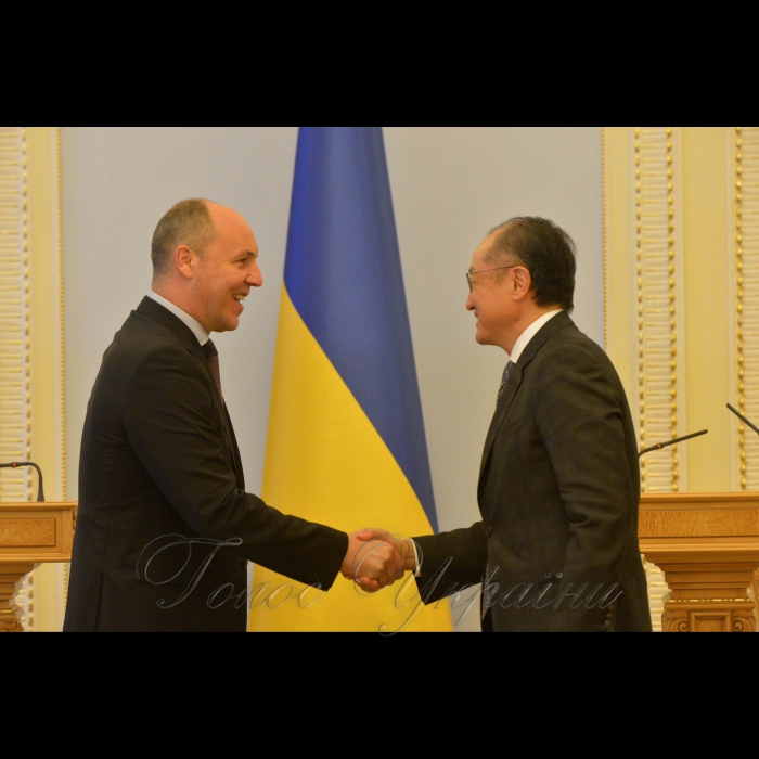 Зустріч Голови Верховної Ради України Андрія Парубія з Президентом Групи Світового банку Джимом Йонг Кімом за участі голів депутатських фракцій та груп