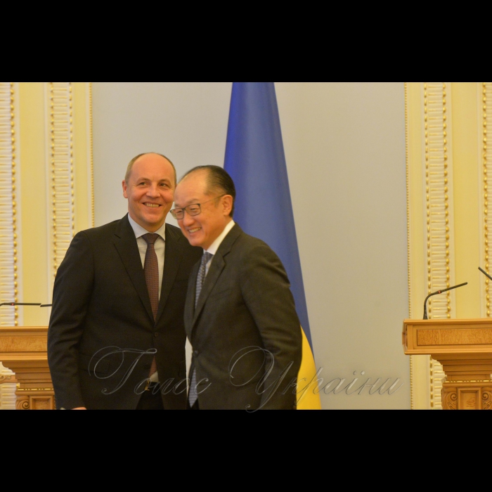 Зустріч Голови Верховної Ради України Андрія Парубія з Президентом Групи Світового банку Джимом Йонг Кімом за участі голів депутатських фракцій та груп
