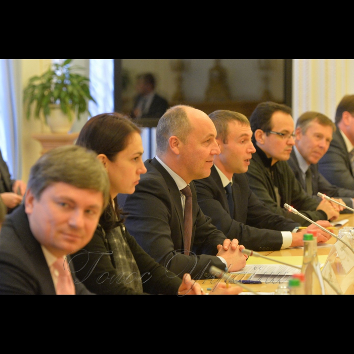 Зустріч Голови Верховної Ради України Андрія Парубія з Президентом Групи Світового банку Джимом Йонг Кімом за участі голів депутатських фракцій та груп. Гопко, Березюк