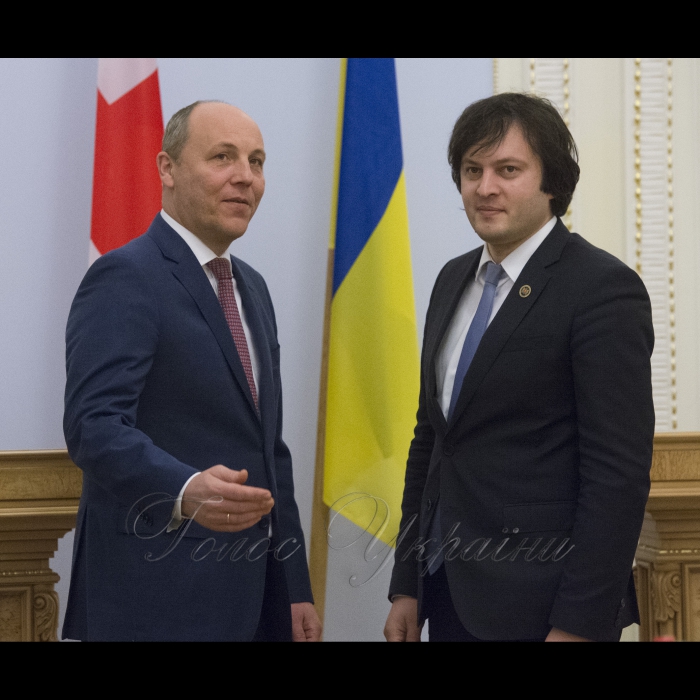 17 січня 2018 зустріч Голови Верховної Ради України Андрія Парубія з Головою Парламенту Грузії Іраклієм Кобахідзе.