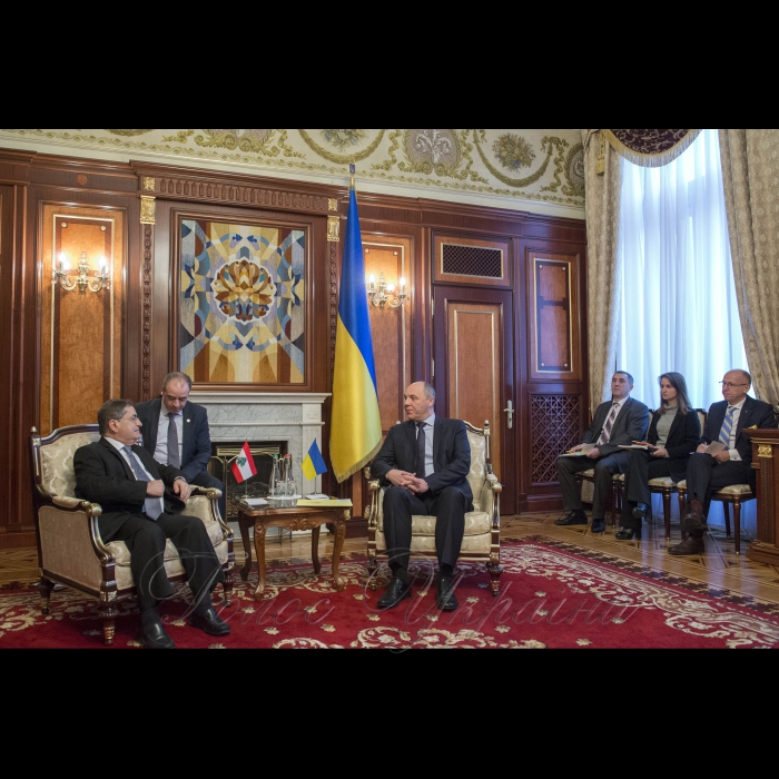 7 лютого 2018 зустріч Голови Верховної Ради України Андрія Парубія з делегацією парламентської комісії лівансько-української дружби Націонольних Зборів Ліванської Республіки.