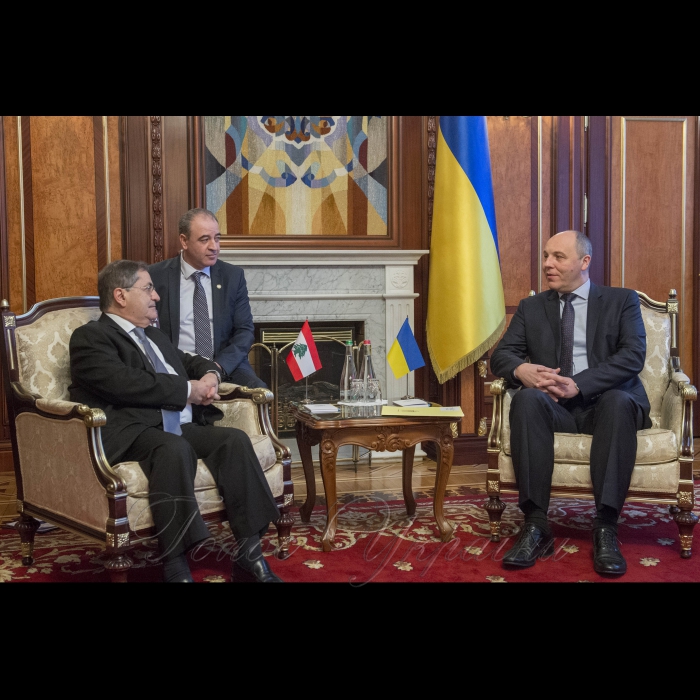 7 лютого 2018 зустріч Голови Верховної Ради України Андрія Парубія з делегацією парламентської комісії лівансько-української дружби Націонольних Зборів Ліванської Республіки.