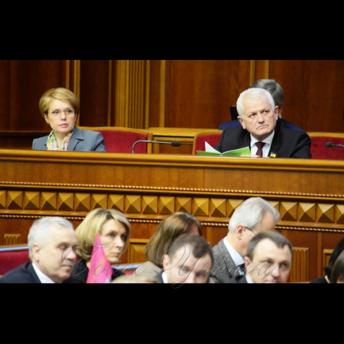 Парламентські слухання на тему: «Національна інноваційна система: стан та законодавче забезпечення розвитку» у Верховній Раді України. Міністр освіти і науки Лілія Гриневич, перший заступник голови Комітету Верховної Ради України з питань науки і освіти Олександр Співаковський