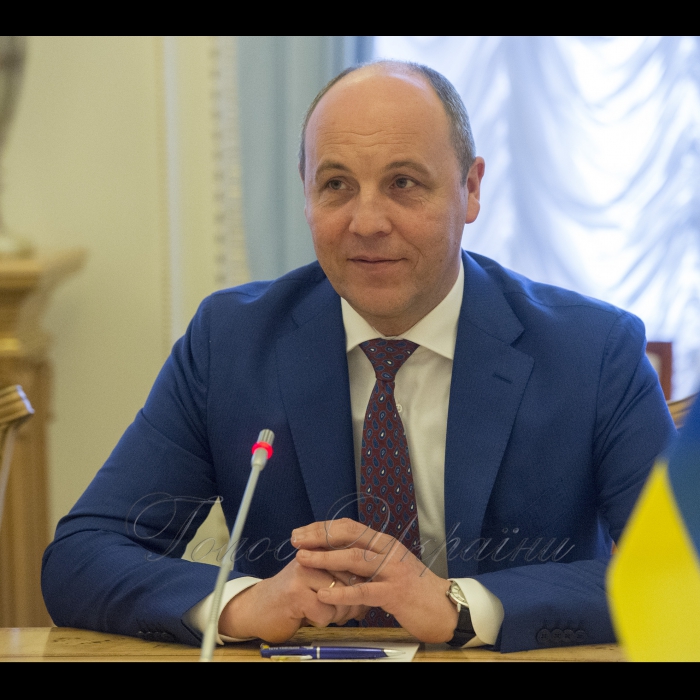 12 квітня 2018 зустріч Голови Верховної Ради України Андрія Парубія з депутатом Німецького Бундестагу Франком Штеффелем.