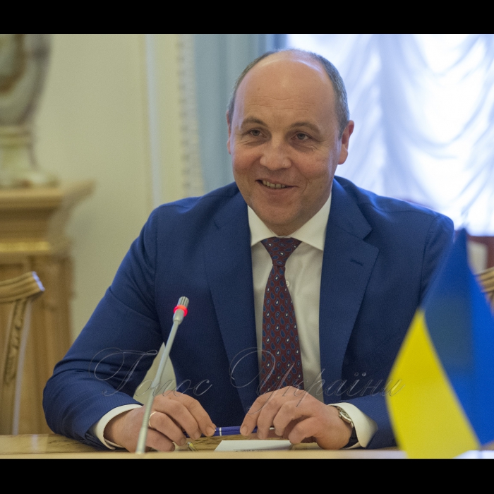 12 квітня 2018 зустріч Голови Верховної Ради України Андрія Парубія з депутатом Німецького Бундестагу Франком Штеффелем.