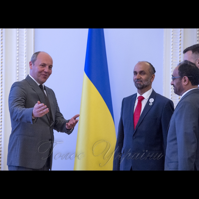 Зустріч Голови Верховної Ради України Андрія Парубія з членом Парламенту Об’єднаних Арабських Еміратів Ахмедом Аль-Джарваном та Надзвичайним і Повноважним Послом ОАЕ в Україні Салемом Ахмедом Аль-Каабі