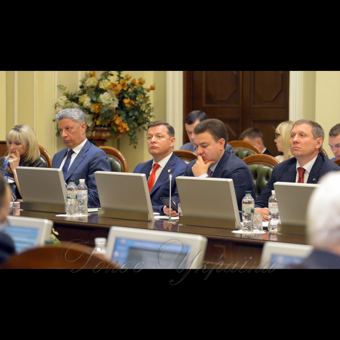 Погоджувальна рада у Верховній Раді України. Ірина Луценко (БП) Юрій Бойко(ОП) Олег Ляшко (РП) Віктор Бондар (відро) Сергій Шахов (воля)