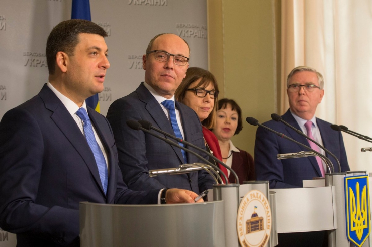 15 лютого 2019 спільний вихід до преси Голови Верховної Ради України Андрія Парубія, Прем’єр-міністра України Володимира Гройсмана, Президента Європейського Парламенту 2002-2004 років П.Кокса, німецького політика Ребекки Хармс.