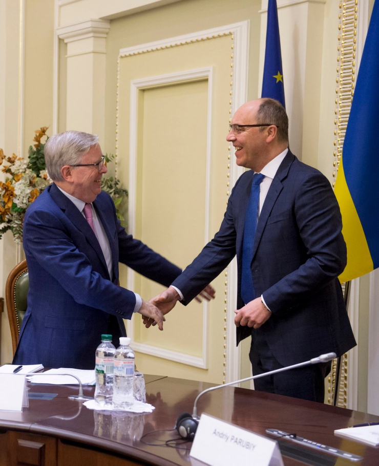15 лютого 2019 Голова Верховної Ради України Андрій Парубій взяв участь у «круглому столі» на тему: «Ефективна реалізація Угоди про асоціацію між Україною та ЄС як основний елемент європейської інтеграції України». Президент Європейського Парламенту 2002-2004 років П.Кокс.